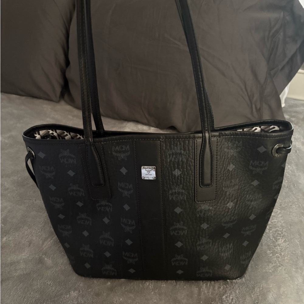MCM Black Monogram Tote